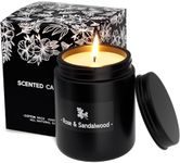 Black Scented Candle for Men, Rose & Sandalwood Natural Fragranced Spring Candle, 7.6 Oz Candle with 100% Soy Wax - 40h Long Lasting Burning - Men Candle for Birthday, Festival