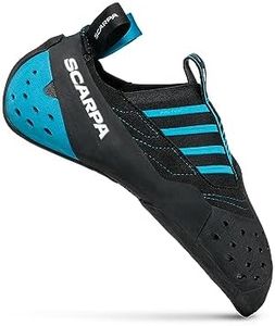 SCARPA Instinct S Slip-On Rock Climbing Shoes for Sport Climbing and Bouldering, Black/Azure, 5-5.5 Women/4-4.5 Men