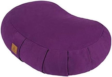 FelizMax Crescent Zafu Meditation Cushion, Zafu/Zabuton Meditation Pillow, Yoga Bolster, Floor Pouf, Zippered Organic Cotton Cover, Machine Washable, Natural Buckwheat- 6 Colors and Large Size, Purple