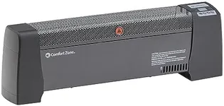 Comfort Zone CZ650B 750/1,500-Watt Electric Baseboard Space Heater with Digital Thermostat, Dent-Proof End Panels, Overheat Protection System, Safety Tip-Over Switch, & Stay-Cool Body, Black