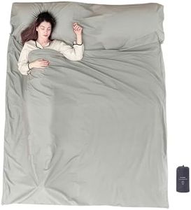 EXERMIL 100% Cotton Sleeping Bag Liner with Full Zippers, Double Travel Sheets (King Size) for Hotel, 87”x75” for 2 Person, Family Sleep Sack Sheet for Travel & Camping, Lightweight, All Seasons