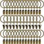 AMZSEVEN 40 Pack Curtain Rings with Clips, Drapery Clips with Rings, Drapes Rings 1.26 in Interior Diameter, Fits up to 1 in Curtain Rod, Bronze