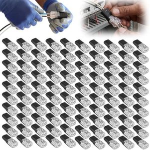 100PCS Double Wire Plug in Connector Led Light Strip Connectors 2 Pin, 2026 New Wire Connectors with Locking Buckle for Appliance Repair, 2 Wire Connector for Home Automotive Electrical Wiring