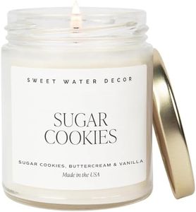 Sweet Water Decor Sugar Cookies Candle - Sugar Cookies, Vanilla, and Buttercream Scented Soy Christmas Candles and Decor for Home - 9oz. Clear Jar Soy Candle, Made in The USA