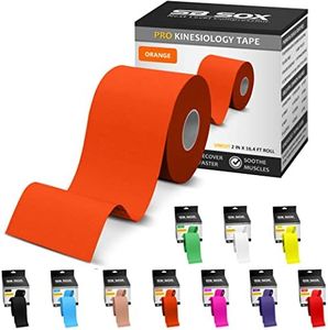 SB SOX Pro Synthetic Kinesiology Tape (Precut & Uncut Options) – Longer Lasting Performance Fabric Option to Our Original Cotton Kinesiology Tape - Also Latex Free, Water Resistant! (Orange - Uncut)