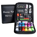 Sewing KIT, DIY Sewing Supplies with Sewing Accessories, Portable Mini Sewing Kit for Beginner, Traveller and Emergency Clothing Fixes, with Premium Black Carrying Case