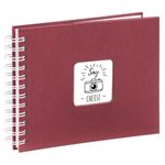 Hama Photo Album 24 x 17 cm (Spiral Album with 50 White Pages, Photo Book with glassine dividers, Album to Stick in and Design Yourself), Bourdeaux Red, 00001964