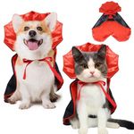 ROSAUI Halloween Pet Cape for Cats & Small Dogs, Red & Black 40cm Cloak with Cool Neck Shield, Adjustable Neck Strap & Velcro Fastening – Perfect for Halloween Costume Parties & Pet Fancy Dress