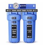 IONIX Maxi Tank filteration system for Whole house water filteration, Dual Filter setup with Sediment with dual seiment water treatment, comes with Lifetime washable Stainless steel mesh