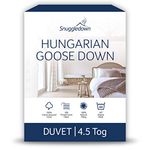 Snuggledown Hungarian Goose Down Super King Duvet 4.5 Tog - Lightweight Summer Quilt with Ethically Sourced 80:20 Blend | UK-Made, 300tc Cotton Cover, Box Stitch, Washable (260 × 220cm)
