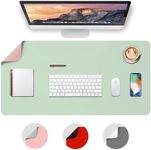 Deflecto Reversible Double Sided Faux Leather Desk Pad Protector,Mouse Pad,Office Desk Mat,Non-Slip,Waterproof Writing Pad (80cm x 40cm, Pink/Green)