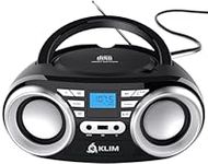 KLIM B3 Portable CD Player Boombox with FM Radio, Bluetooth, USB, AUX, and FM Radio Dual Speakers, EQ Sound Effects, 20 Preset Stations, Compact and Lightweight