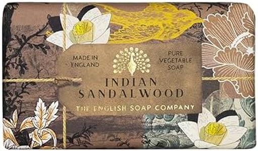 The English Soap Company Anniversary Wrapped Soap Bar, Sandalwood Shea Butter Soap Bar, Moisturising Soap Bar for Face and Body, Indian Sandalwood Scent 190g