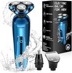 Electric Shavers for Men,2024 Electric Razor for Men Cordless Rechargeable 3D Rotary Men Shaver,Wet/Dry Mens Shaver,Waterproof Mens Razor for Shaving Gifts for Husband, Dad,Boyfriend(Bright Blue)