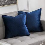 MIULEE Pack of 2 Decorative Velvet Throw Pillow Cover Soft Navy Blue Pillow Cover Soild Square Cushion Case for Sofa Bedroom Car 18x 18 Inch 45x 45cm