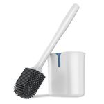 MR.SIGA Toilet Bowl Brush and Holder, Toilet Brush with Durable and Flexible TPR Bristles, Wall Mounted Toilet Brush Cleaner for Bathroom Cleaning, White, 1 Pack