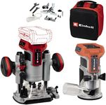 Einhell 4350413 Cordless Compact Router with Fixed & Plunge Base 18V TP-RO 18 Li BL Power X-Change (18V, Brushless, Milling Depth Fine Adjustment, Includes Accessories + Bag, Battery Not Included)