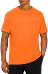 Men's Dry Fit Short Sleeve T-Shirt Crewneck Lightweight Tee Shirts for Men Workout Athletic Casual, 1 Pack: Orange, Small