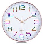 Lafocuse 3D Silent Kitchen Rose Gold Wall Clock Battery Operated,Non Ticking Quartz Decorative Wall Clocks for Living Room Modern Bedrooms Office Home 12 Inch