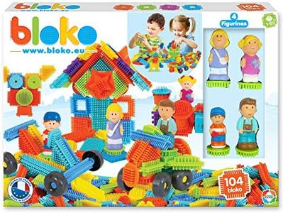 BLOKO – Grand Coffret de Jeu de Construction sur Le thème de la Famille, avec 100 pièces + 4 Figurines 3D – Jouet Enfant 1 an et Plus – Fabriqué en Europe - 503627