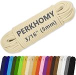 PerkHomy Cotton Rope 3/16" (5mm) 100 ft Multi Purpose Utility Diamond Braided Cord, Natural Cotton for Clothes Line Camping Crafting Flag Pole, Light Yellow