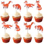 YCTHUNFISH 36 Pack Fox Cupcake Toppers Woodland Animal Cupcake Picks Animal Baby Shower Cupcake Decorations for Woodland Animal Themed Baby Shower Birthday Party Supplies