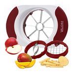 Valore Soft Grip Food Slicer with 3 Blades - Apple Slicer, French Fry Cutter, Mango Slicer - Great Meal Prep Kitchen Accessory - Easy to Use 3 in 1 French Fry, Mango and Apple Cutter with