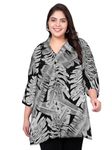 Indietoga Women's Plus Size Rayon Longline Shirt Tops (P10001496_Black Regular Fit Printed_2Xl)