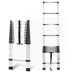 Plantex 20.34 feet (6.2m) Telescopic Ladder/Durable Steps/Height Adjustable Aluminium Ladder/Telescopic Ladder/Extendable Portable Steps and Compact Design