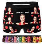 LucBuy Custom Boxer Briefs with Photo for Men, Personalized Funny Underwear with Girlfriend Wife Face Picture Texts,Customized Underpants Novelty Valentine's Day Gifts for Boyfriend Husband (A61)