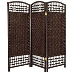 Oriental Furniture 4-Feet Tall Fiber Weave Room Divider, Dark Mocha 3 Panel