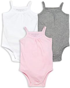 Burt's Bees Baby Baby Bodysuits, 3-Pack Long & Short-Sleeve One-Pieces, 100% Organic Cotton, White/Pink/Grey Camis, 18 Months