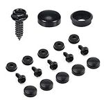 18pcs License Plate Screws Kit, Stainless Steel License Plate Screws and Caps Screw Gaskets License Plate Fasteners Kit Anti-Theft for Domestic Cars Motorcycles Trucks SUVs (Black)