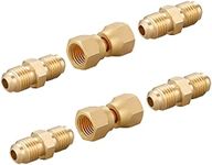 Litorange 4 PCS Brass 1/4" Flare Male x 1/4 Inch Male Flare Tube Coupler Pipe Fitting & 2 PCS 1/4" x 1/4" Female Flare Swivel Brass Adapter Female Swivel Nut, Flare Tube Fitting(Pack of 6)