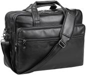 seyfocnia Leather Laptop Bag, Men's 15.6 Inche Messenger Briefcase Business Satchel Computer Handbag Shoulder Bag Fits 15.6 Inch Laptop Computer (Black)