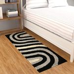 TIB ® Polyester Shaggy Bedside Floor Runner for Home De©cor - Large size (Zebra-Black)