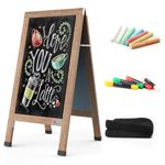 A-Board Chalkboard Pavement Sign, TOWON Large 100x50cm A-Frame Display Chalk Board Easel, Double Sided Magnetic Outdoor Sidewalk Advertising Board, Bar Retail Bussiness Wedding, Black