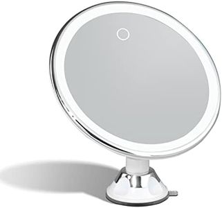 Fancii Rechargeable 10X Magnifying Makeup Mirror with 3 Light Settings - Large 8 inch Lighted Travel Vanity Mirror, Locking Suction Cup, 40pcs Dimmable LEDs, 12 Hours Battery (Luna 2)