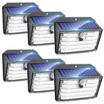 CLAONER Solar Lights Outdoor, Super Bright 126LED Solar Security Lights PIR Motion Sensor with 3 Lighting Modes, 270° Lighting Angle, Wireless IP65 Waterproof Wall Lights for Outside (6 Pack)