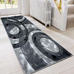 B&B Large Kitchen Runner Washable Rug - Modern Circle Abstract Design Living Room Rug Anti Fatigue Runner Rugs for Hallway - Soft Dense Pile Large Rugs Grey - 80 X 150 cm