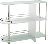 Kings Brand Furniture Bar Table with Two Tempered Glass Shelves White