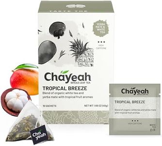 CHAYEAH, Tropical Breeze, White Tea & Yerba Mate Blended with Mango, Pineapple & Mangosteen, Whole Leaf Tea Bag, Caffeinated (16 Pyramid Tea Sachets)