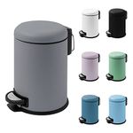 Bathroom Trash Can,0.8 Gal Mini Trash Can with Soft Close Lid, Small Foot Pedal Garbage Can Round Stainless Steel Trash Bin with Removable Inner Waste Basket for Vanity Bedroom Office (Gray)