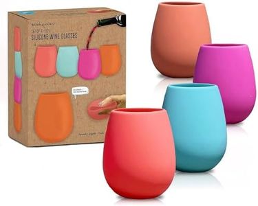 Sili Wraps Unbreakable Silicone Wine Glasses | Reusable Drinkware for Parties, Camping, Beaches, and Boats | 100% Silicone | Set of 4 | BPA-Free, Dishwasher Safe | Juicy Fruit Collection