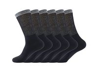 Yomandamor 6 Pairs Mens Bamboo Diabetic Mid-Calf Black Socks with Seamless Toe,6-11UK