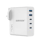 SUMVISION 140W USB C Compact Wall Fast Charger Plug Adapter/ 5 Port GaN PD PPS Compatible with Apple Macbook Pro Dell XPS Laptop iPad Air iPhone 14 Galaxy S23 Ultra Pixel 7 UK TECH SUPPORT