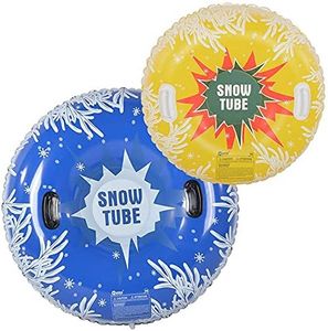 Snow Tube for Winter Sports, Inflatable Snow Tubes for Family, Heavy Duty Snow Sled for Adults, and Snow Toy for Kids with 2 Higher Handles, 48 and 37 Inch Snowflake Snow Tubes (2 Pack)