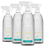 Method Daily Shower Cleaner Spray, Plant-Based & Biodegradable Formula, Spray and Walk Away - No Scrubbing Necessary, Eucalyptus Mint Scent, 828 mL Spray Bottles, 4 Pack, Packaging May Vary, Clear