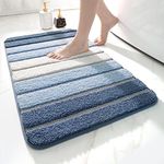 DEXI Bath Mat 60 x 90 cm, Non-Slip Washable Bathroom Mat, Extra Soft and Absorbent Bath Mats for Bathroom Floor, Tub, Shower, Blue