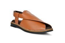 OZJI Men Flat Sandals, Midnight Sandals, Peshawari sandals (Tan, 6)